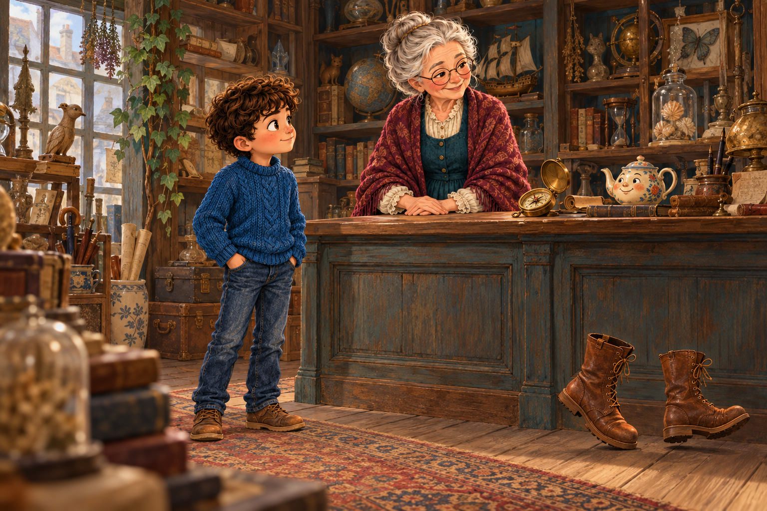 Milo rencontre Madame Zéphyr dans la boutique