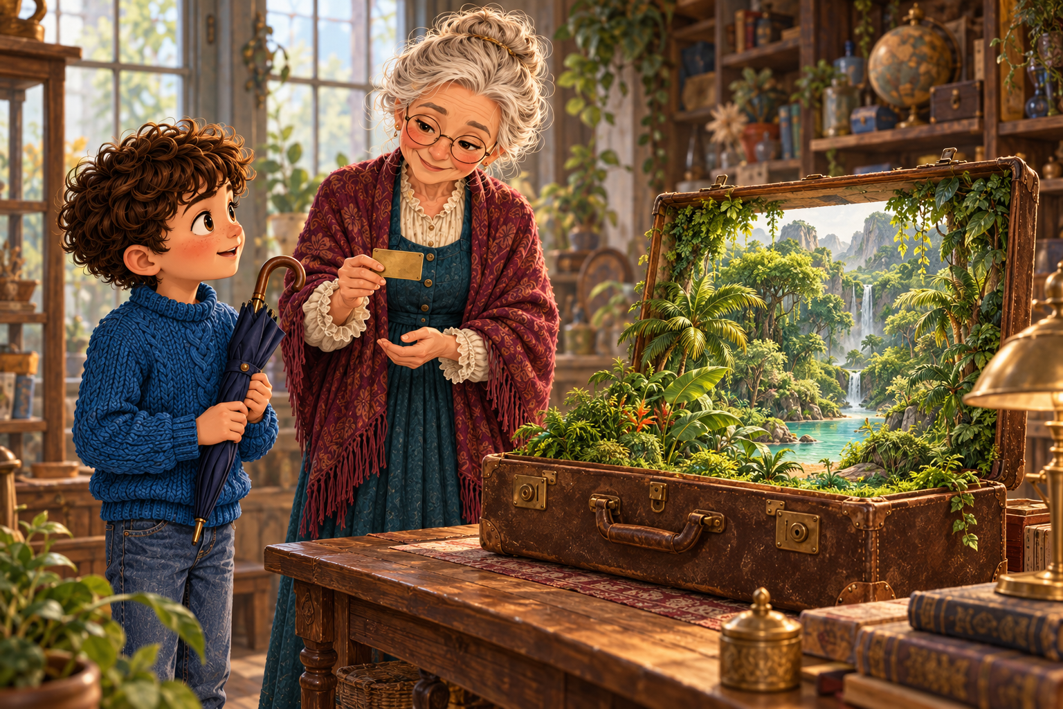 Une scène de l’aventure de Milo et du parapluie aux étoiles