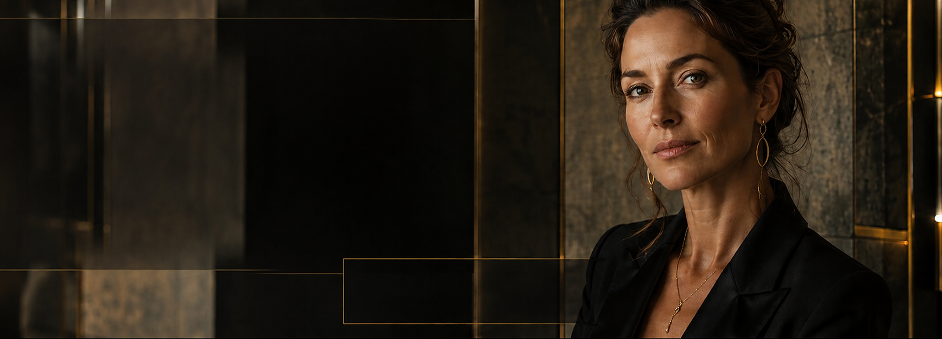Portrait féminin dans une ambiance sombre et dorée