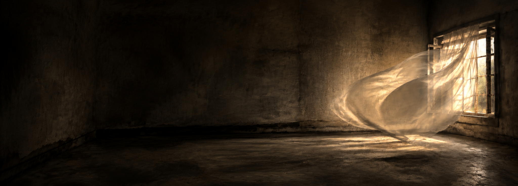 Voilage lumineux dans une pièce silencieuse
